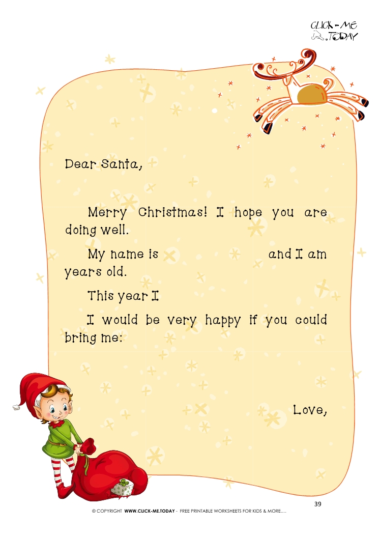 Ready to sent Elf letter to Santa Claus with sample text 39